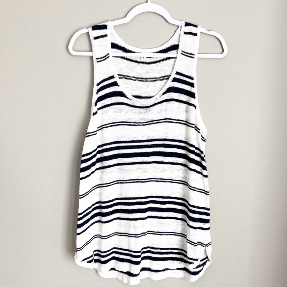 ❤️ Anthropologie | Moth | Watermark Knit Stripe Tank Large Top Shirt coastal - Picture 3 of 5